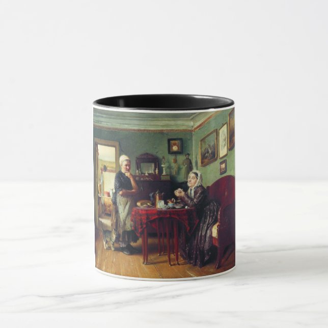 Household Conversation (by Konstantin Makovsky) Mug (Center)