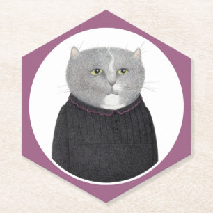 HOUSEKEEPER CAT Pointy Hexagon Paper Coasters 