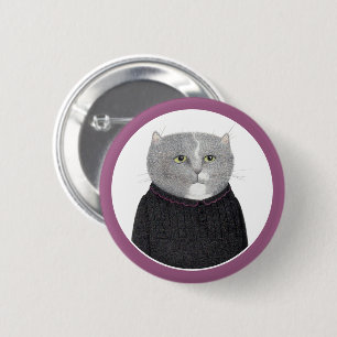 HOUSEKEEPER CAT Round Pin Button