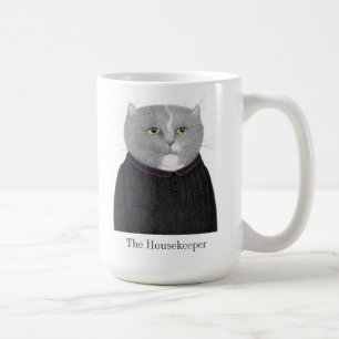 HOUSEKEEPER CAT Tall White Mug + Text