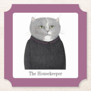 HOUSEKEEPER CAT Ticket Paper Coasters + Text