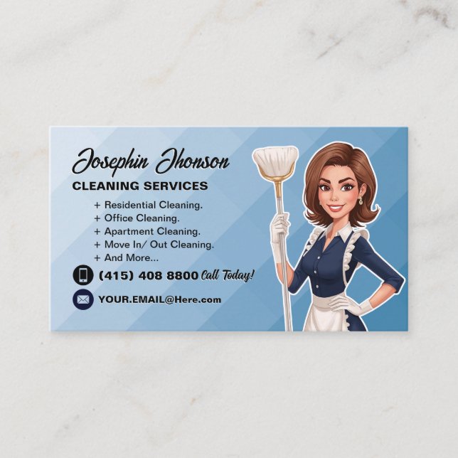 Housekeeper Cleaning Service Business Card (Front)