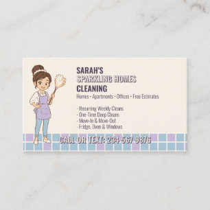 Housekeeper Cream Tile Pastel QR Business Card