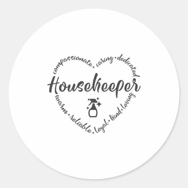 Housekeeper, house keeper, house cleaner classic round sticker (Front)