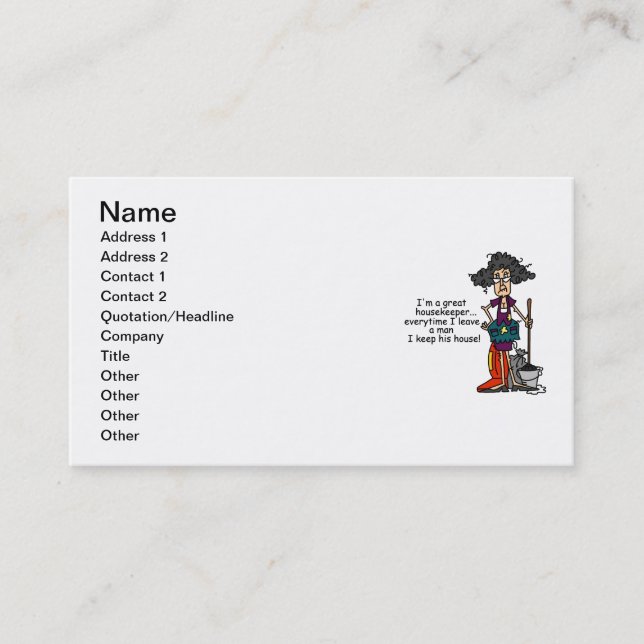 Housekeeper Humour Business Card (Front)