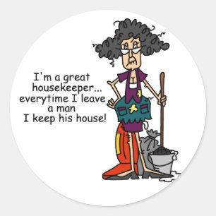 Housekeeper Humour Classic Round Sticker