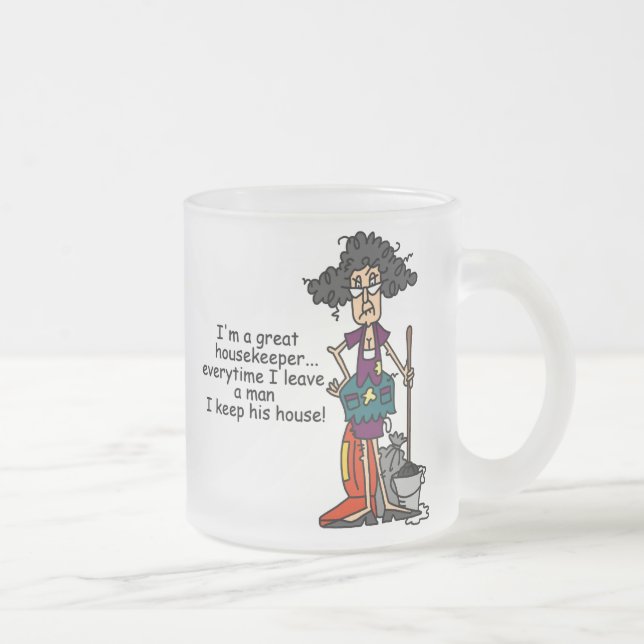 Housekeeper Humour Frosted Glass Coffee Mug (Right)
