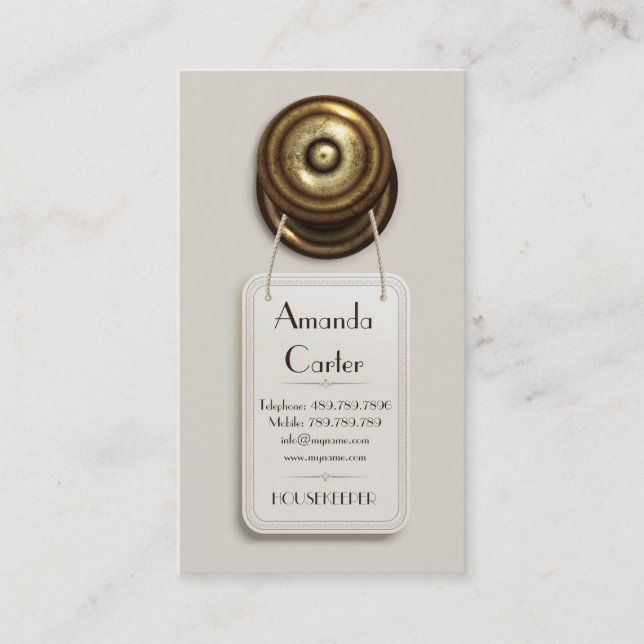 Housekeeper Maid Hotel Reception Motel Business Card (Front)