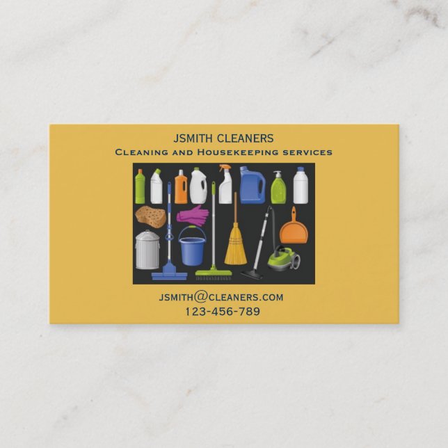 Housekeeper or cleaner freelance cleaning business business card (Front)