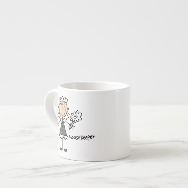 Housekeeper Stick Figure Espresso Cup (Front Left)