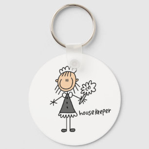 Housekeeper Stick Figure Key Ring