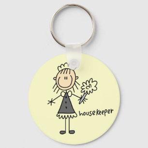 Housekeeper Stick Figure Key Ring