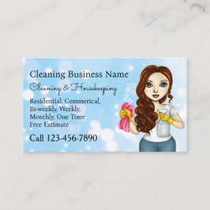 Housekeeping Home Cleaning Service Maid Janitorial Business Card