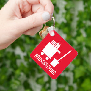 Housekeeping hotel room cleaning custom keychain