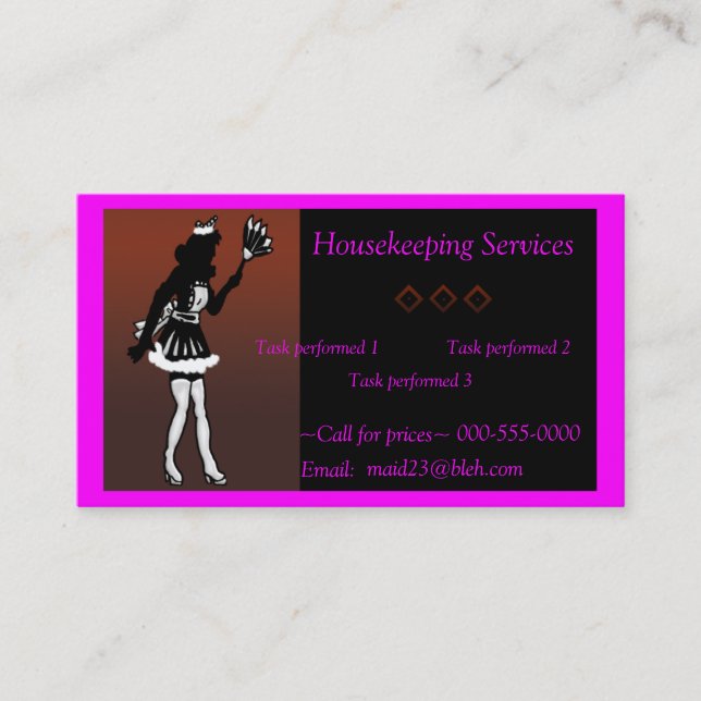 housekeeping/maid services business card (Front)