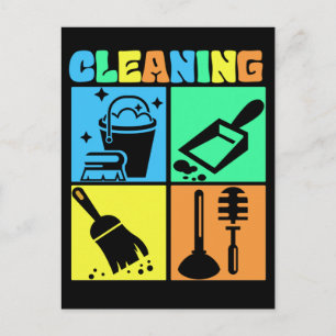 Housekeeping Retro Housekeeper Cleaning Postcard