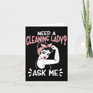 Housekeeping Retro Woman Need A Cleaning Lady_ Ask Card