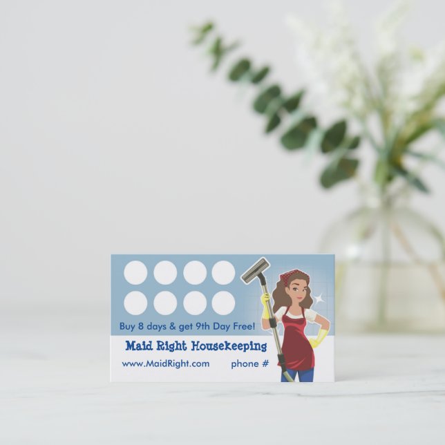 Housekeeping Service Loyalty Punch Card (Standing Front)