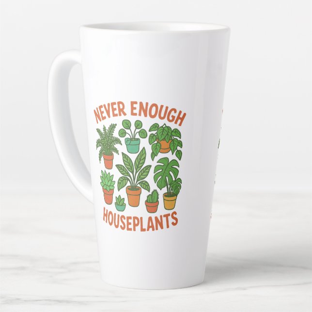 Houseplant Lovers Gift Latte Mug (Left Angle)