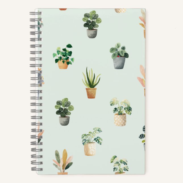 Houseplant Pattern Botanical Indoor Plant Design Notebook (Front)