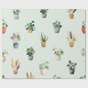 Houseplant Pattern Botanical Indoor Plant Design Wrapping Paper