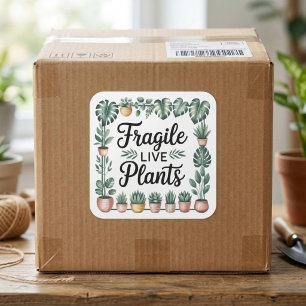 Houseplant Small Business Fragile Live Plants Square Sticker