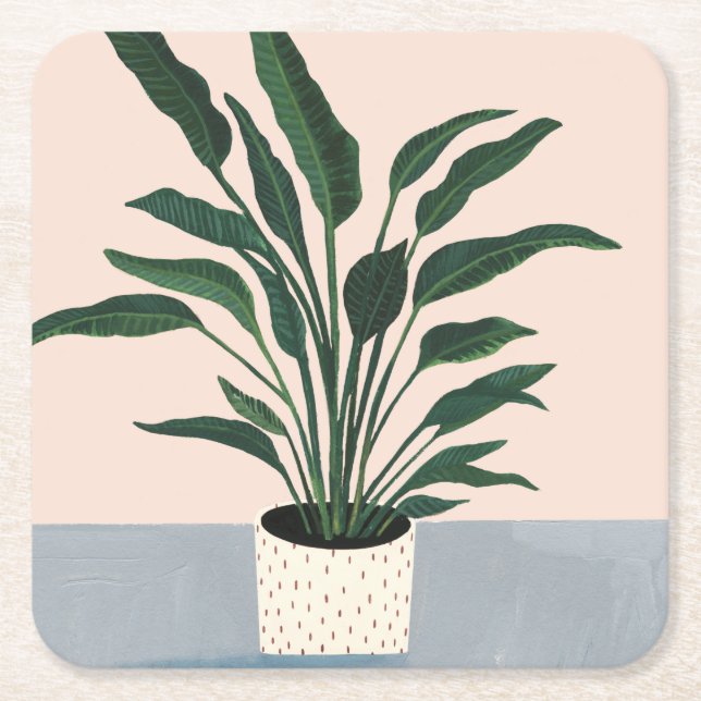 Houseplant Square Paper Coaster (Front)