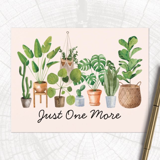 Houseplant Watercolor Gardening Quote  Postcard (In situ marble table)