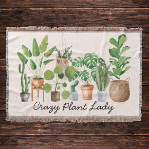 Houseplant Watercolor Gardening Quote  Throw Blanket