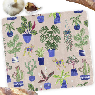 Houseplants Cactus Succulent Pattern Cutting Board