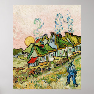 Houses and Figure (1890) by Vincent Van Gogh Poster