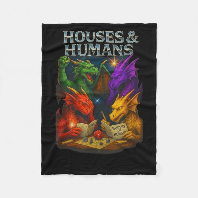 Houses And Humans Funny Novelty Rpg Gamers Men Wom Fleece Blanket (Front)