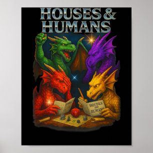 Houses And Humans Funny Novelty Rpg Gamers Men Wom Poster