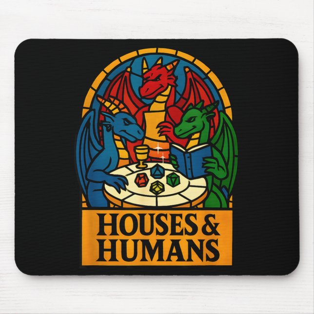 Houses And Humans Funny Rpg Nerdy Gamers Men Women Mouse Mat (Front)