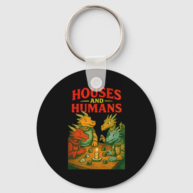 Houses And Humans Gaming Funny Rpg Gamer Men Boys  Key Ring (Front)