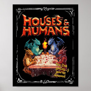 Houses And Humans Vintage Retro 90s Funny Gamer Ga Poster