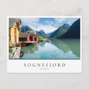 Houses and Sognefjord fjord in Norway Postcard