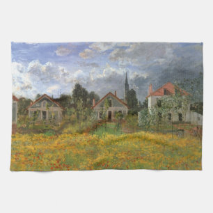 Houses at Argenteuil by Claude Monet, Vintage Art Tea Towel