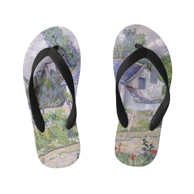 Houses at Auvers Vincent  van Gogh      Kid's Flip Flops (Footbed)