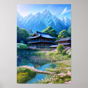 Houses by the Calm River Poster
