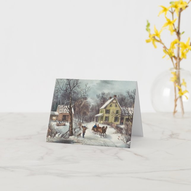 Houses Christmas Card (Yellow Flower)