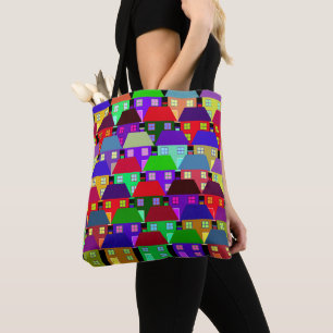 HOUSES COLORFUL HOME COMMUNITY  TOTE BAG