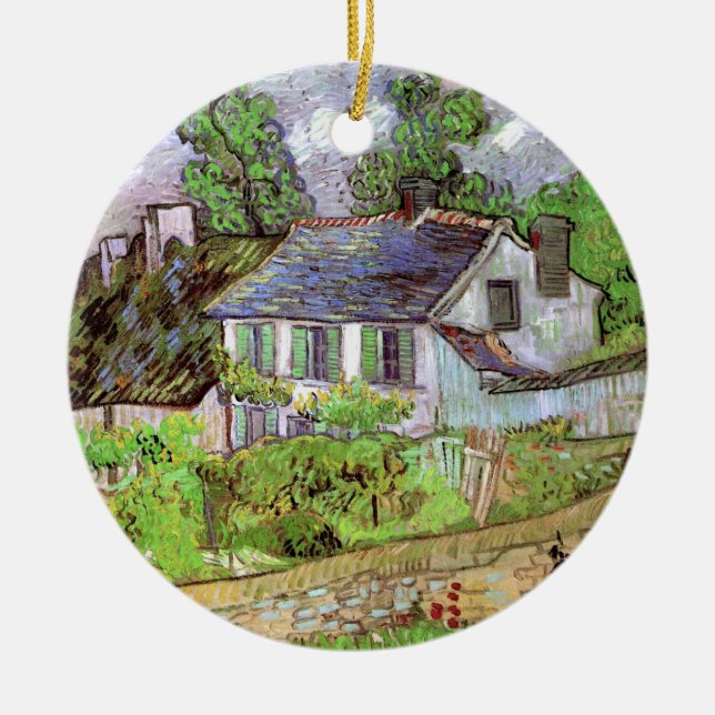 Houses in Auvers by Vincent van Gogh Ceramic Tree Decoration (Front)