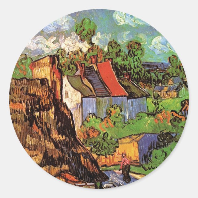 Houses in Auvers by Vincent van Gogh Classic Round Sticker (Front)