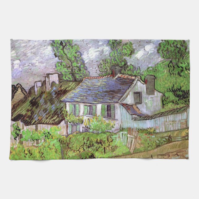 Houses in Auvers by Vincent van Gogh Tea Towel (Horizontal)