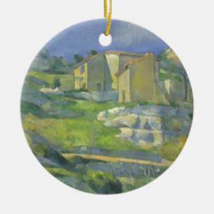 Houses in Provence by Paul Cezanne, Vintage Art Ceramic Tree Decoration