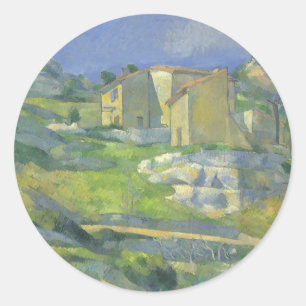 Houses in Provence by Paul Cezanne, Vintage Art Classic Round Sticker