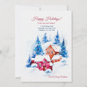 Houses in Snow Holiday Moving Card