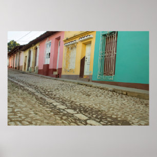 Houses Line The Street, Cuba Poster