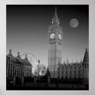 Houses of Parliament bw Poster